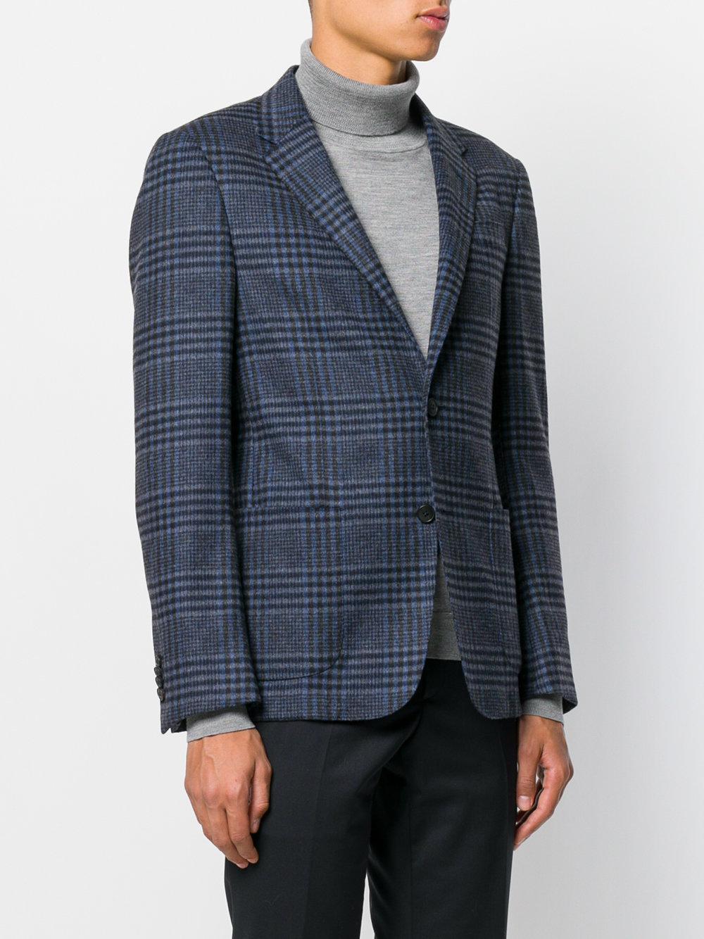 Z Zegna Wool Checkered Blazer in Blue for Men - Lyst