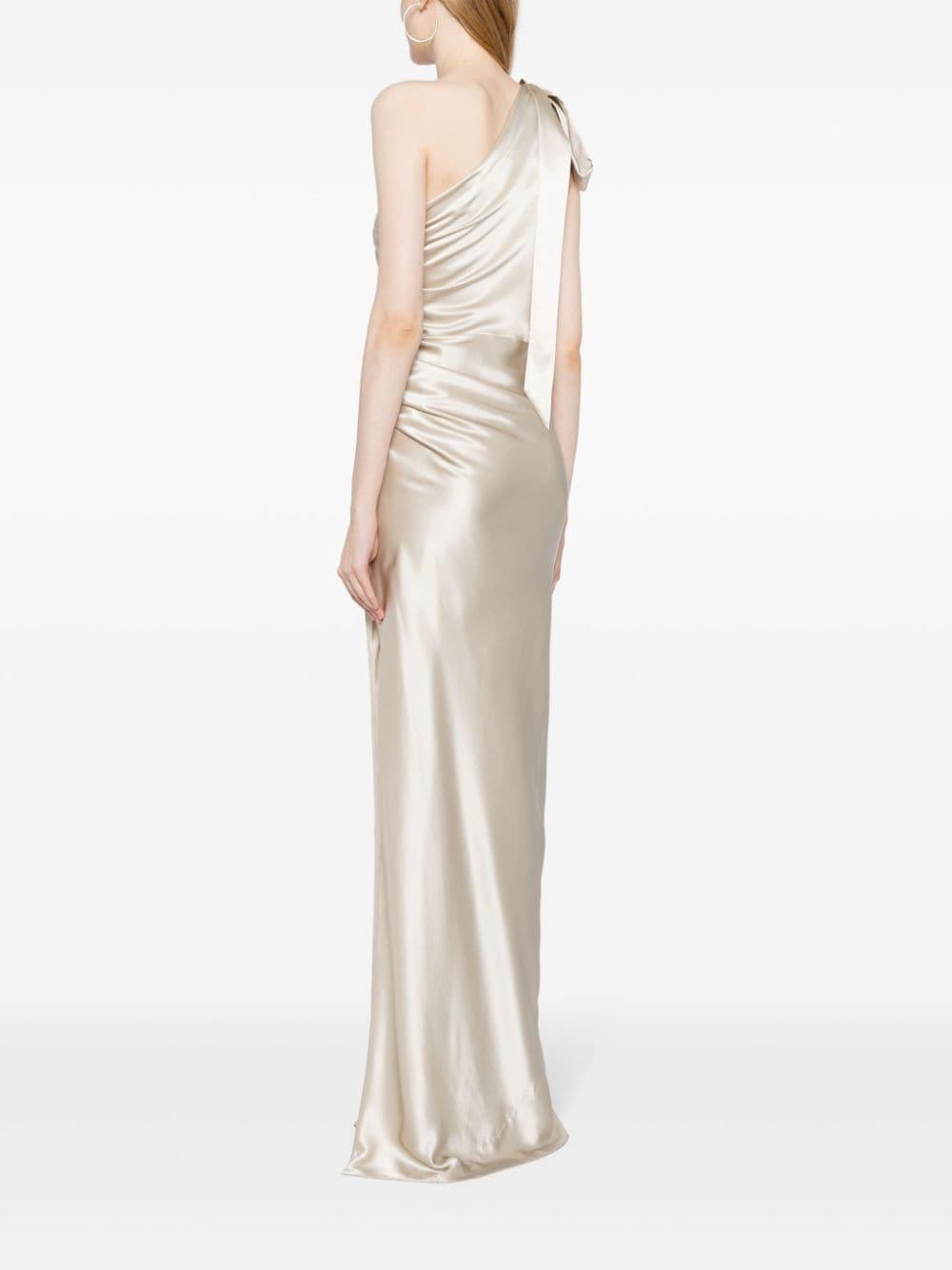 Asymmetric Silk Maxi Gown