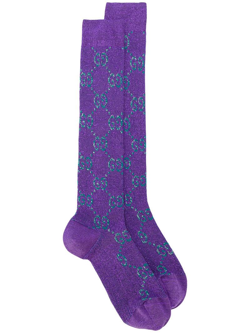 Gucci Cotton Interlocking G Socks in Pink & Purple (Purple) | Lyst