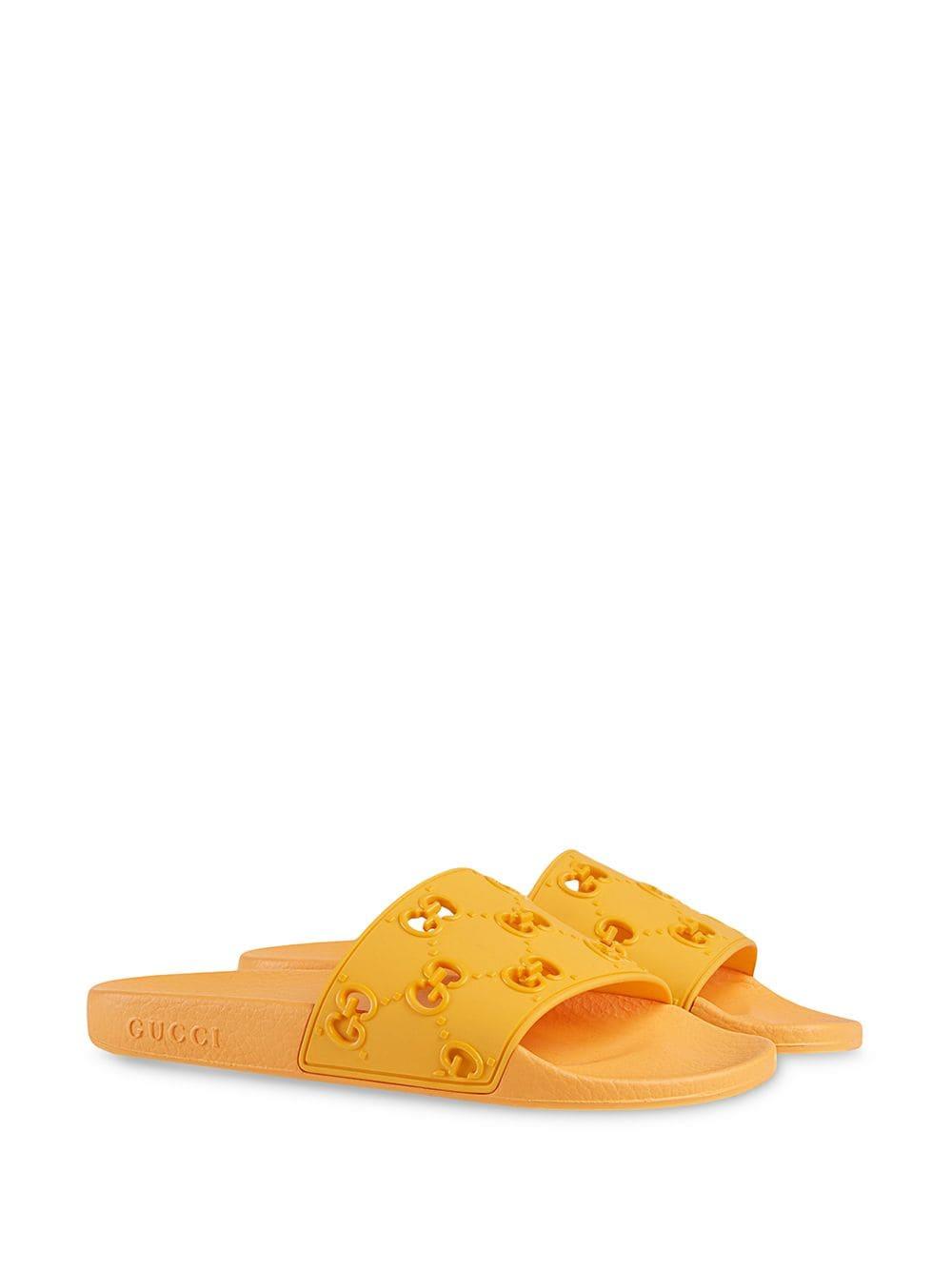 Gucci Pursuit Rubber Slide Sandals in Orange | Lyst