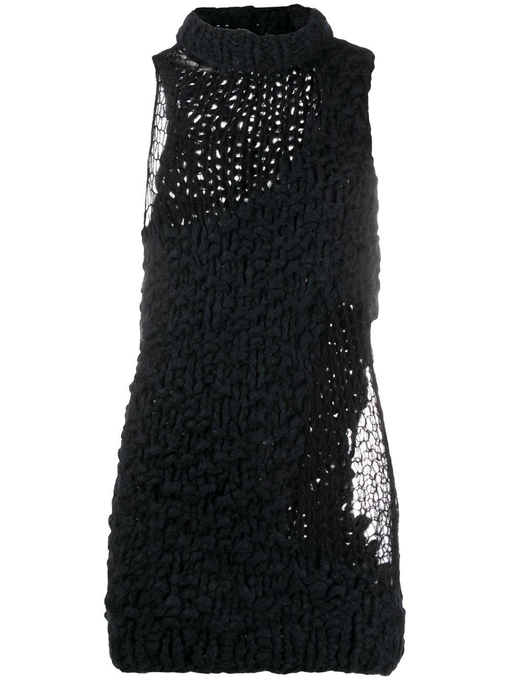 Ann Demeulemeester Wool Textured Knit Top in Black - Lyst