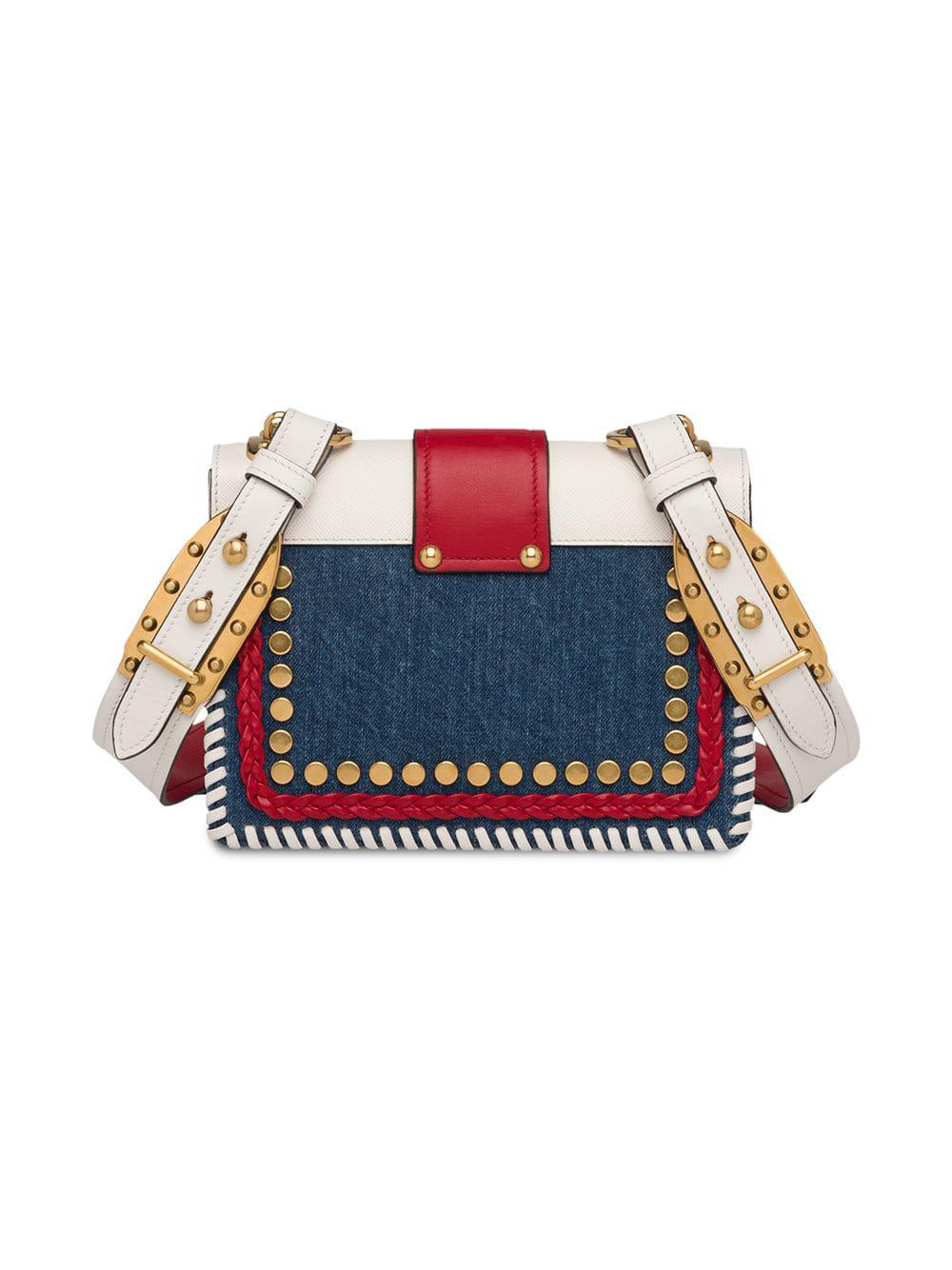 prada cahier denim bag