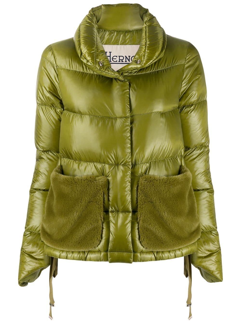 Herno Cotton Short Puffer Jacket in Green - Lyst