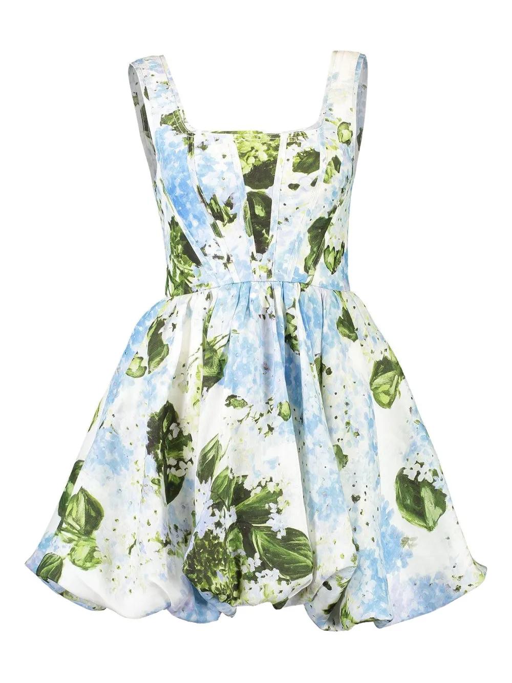 Aje. Suzette Floral-Print Balloon Mini Dress in Green | Lyst
