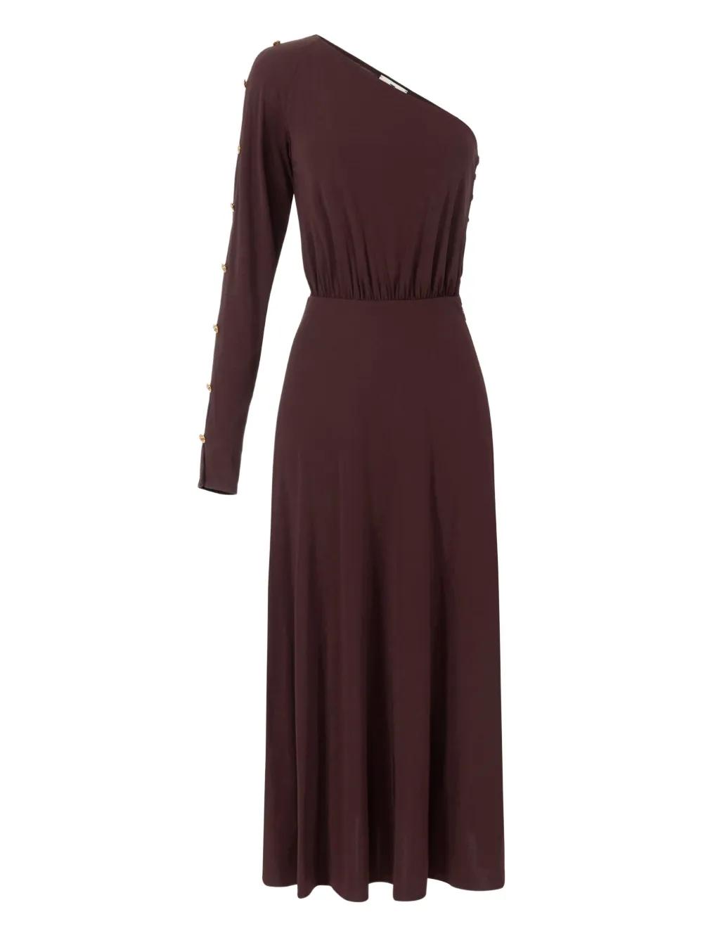 オールインワン・サロペット Elisabetta Franchi One-Shoulder Draped Blue Evening Dress Elisabetta Franchi Draped One-shoulder Dress With Side Slit