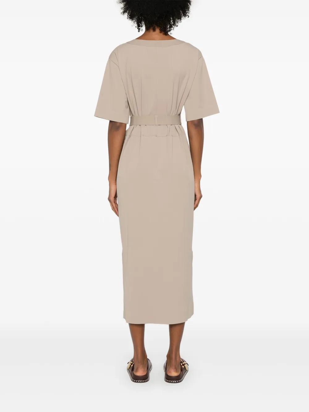 Max Mara Belted T-Shirt Midi Dress in Natural | Lyst