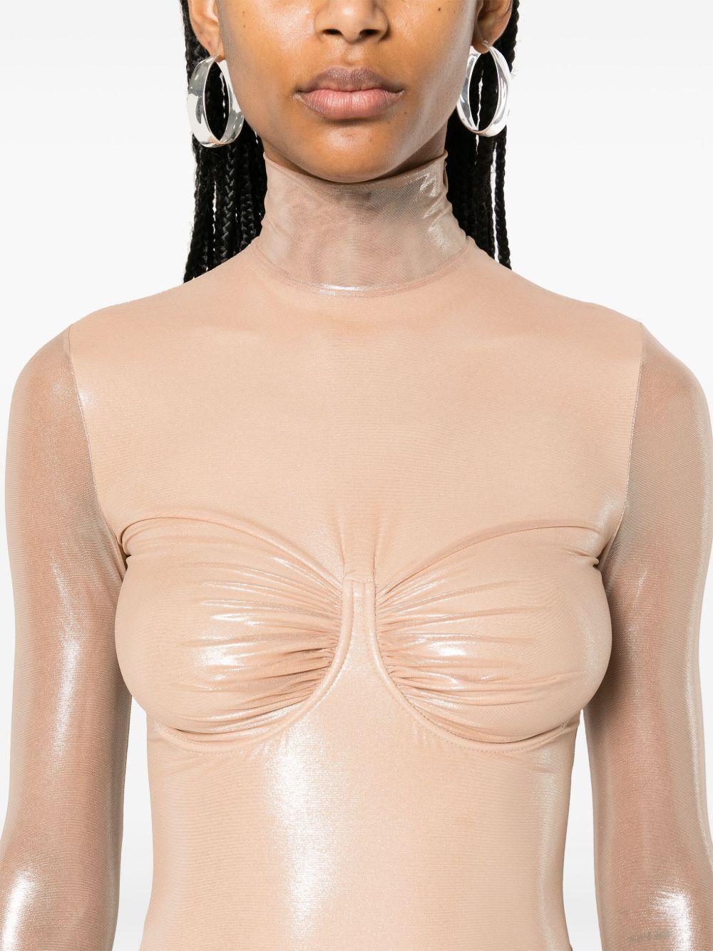 diesel sheer dress Women's Sheer dress with lingerie outline | Brown