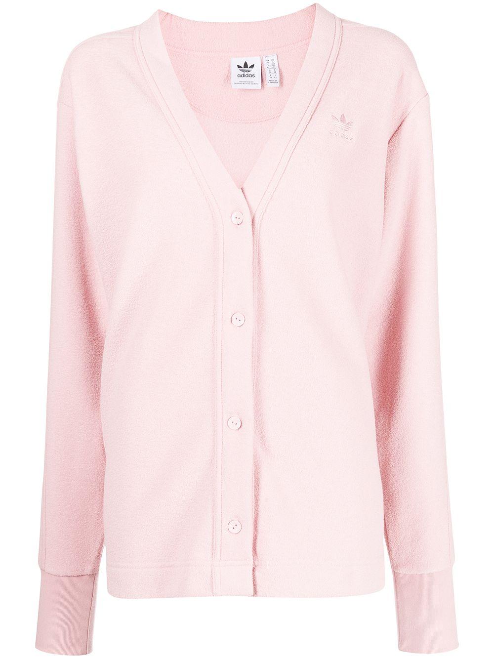 adidas Embroidered-logo Cardigan in Pink | Lyst