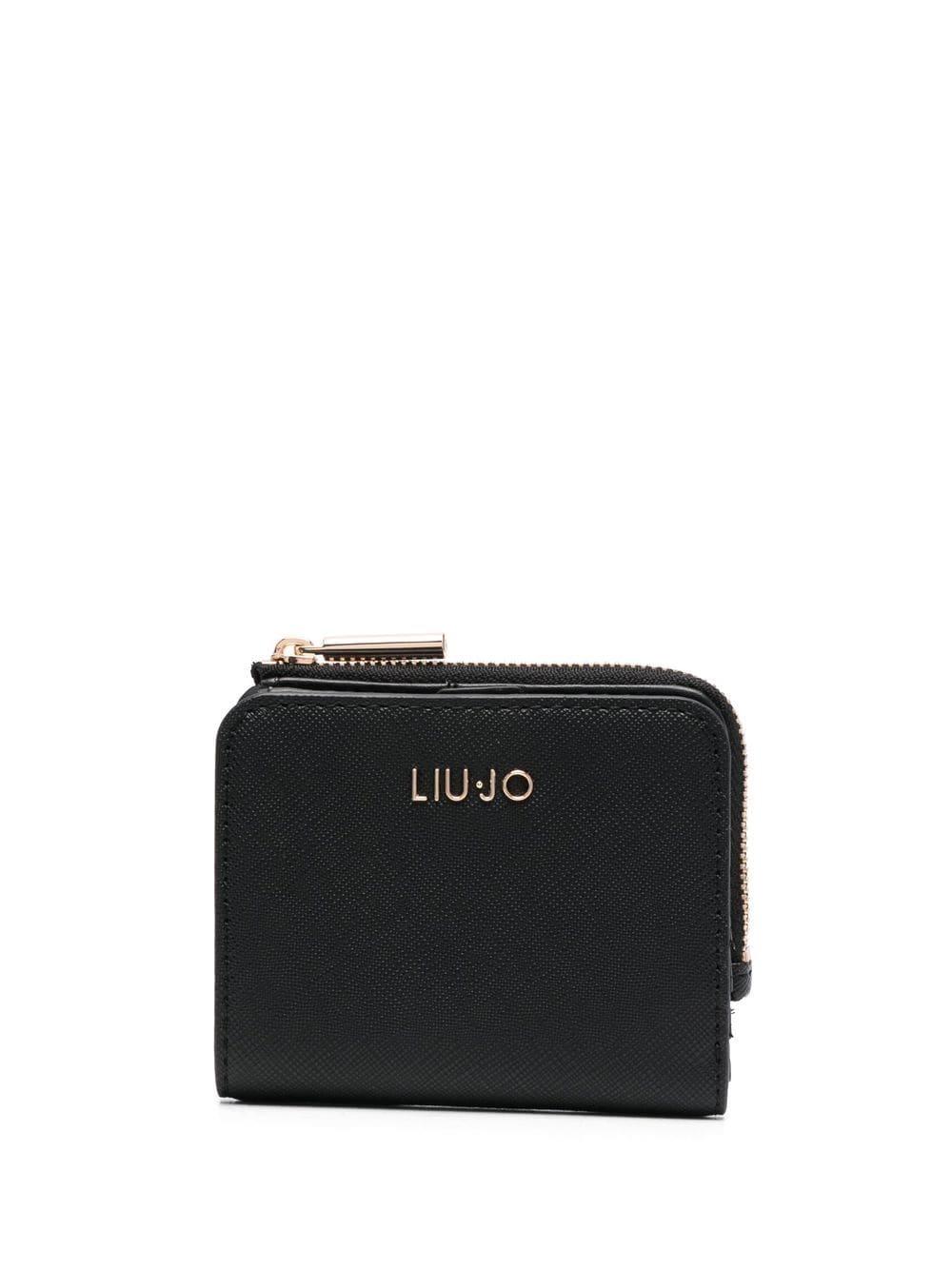 Liu Jo Logo-plaque Textured Wallet in Black | Lyst