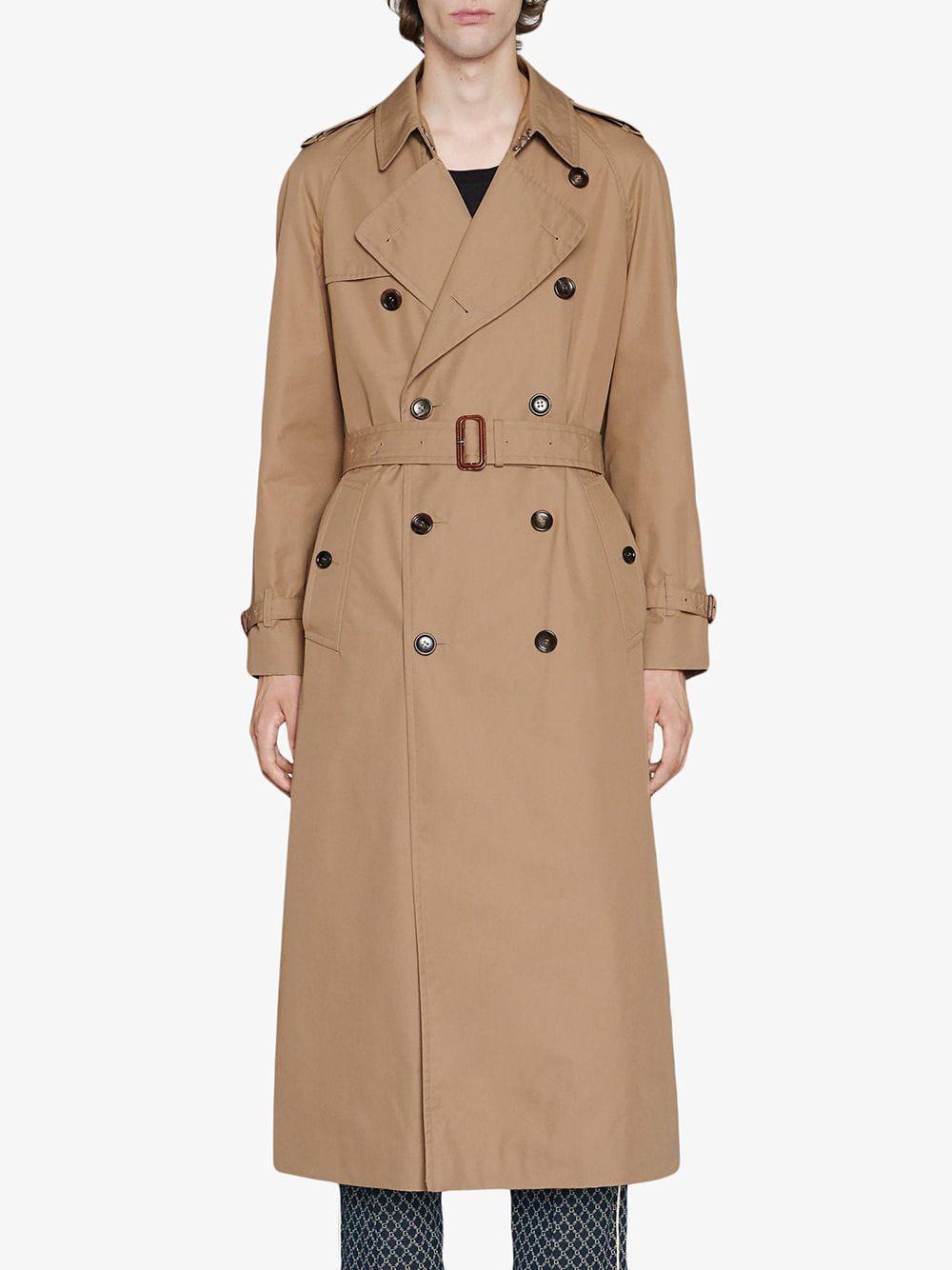 Gucci Gabardine Trench Coat With Chateau Marmont Print in Natural for