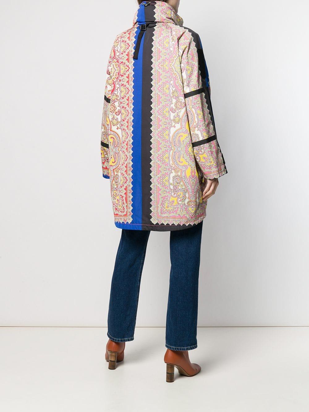 Etro Cashmere Paisley Print Coat in Blue - Lyst