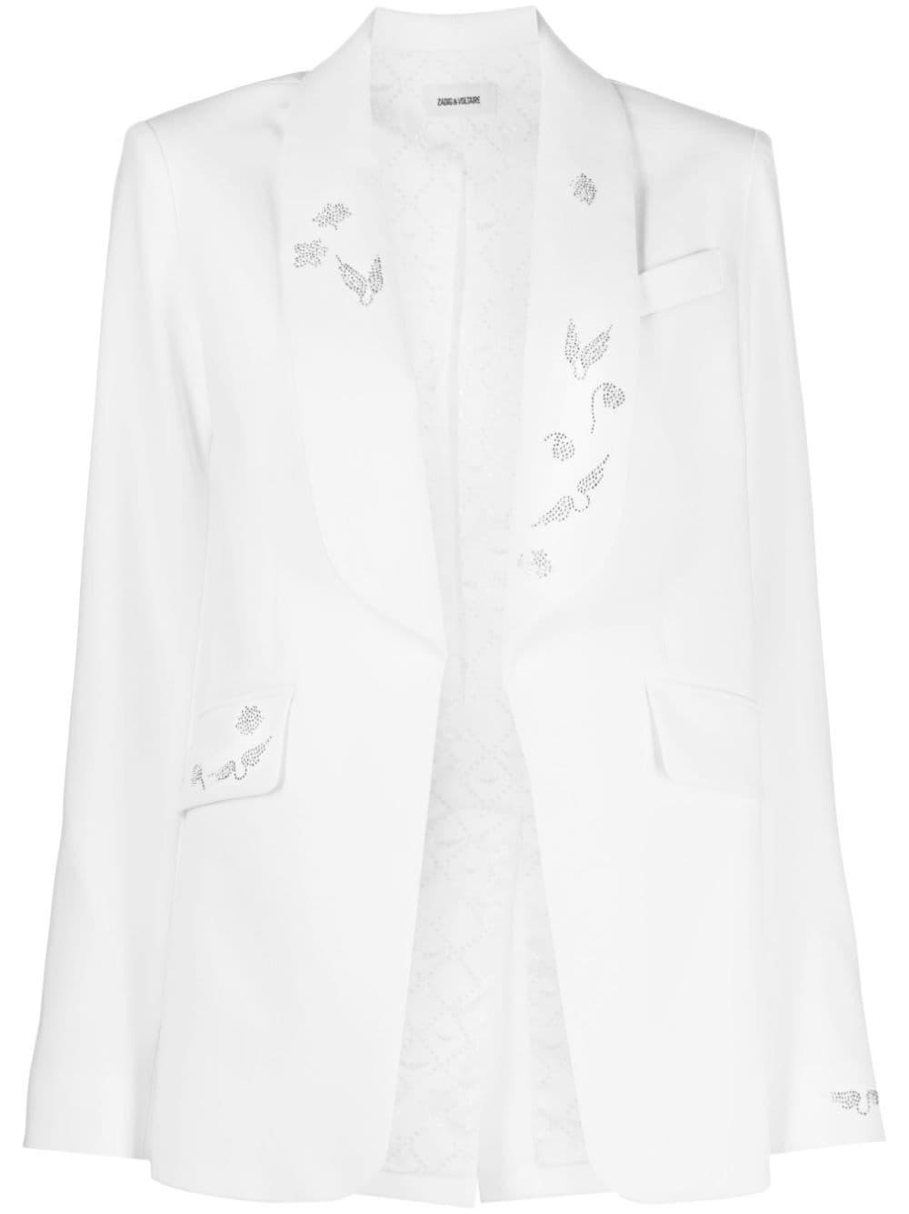 Zadig & Voltaire Rhinestone-embellished Shawl-lapel Blazer in White | Lyst