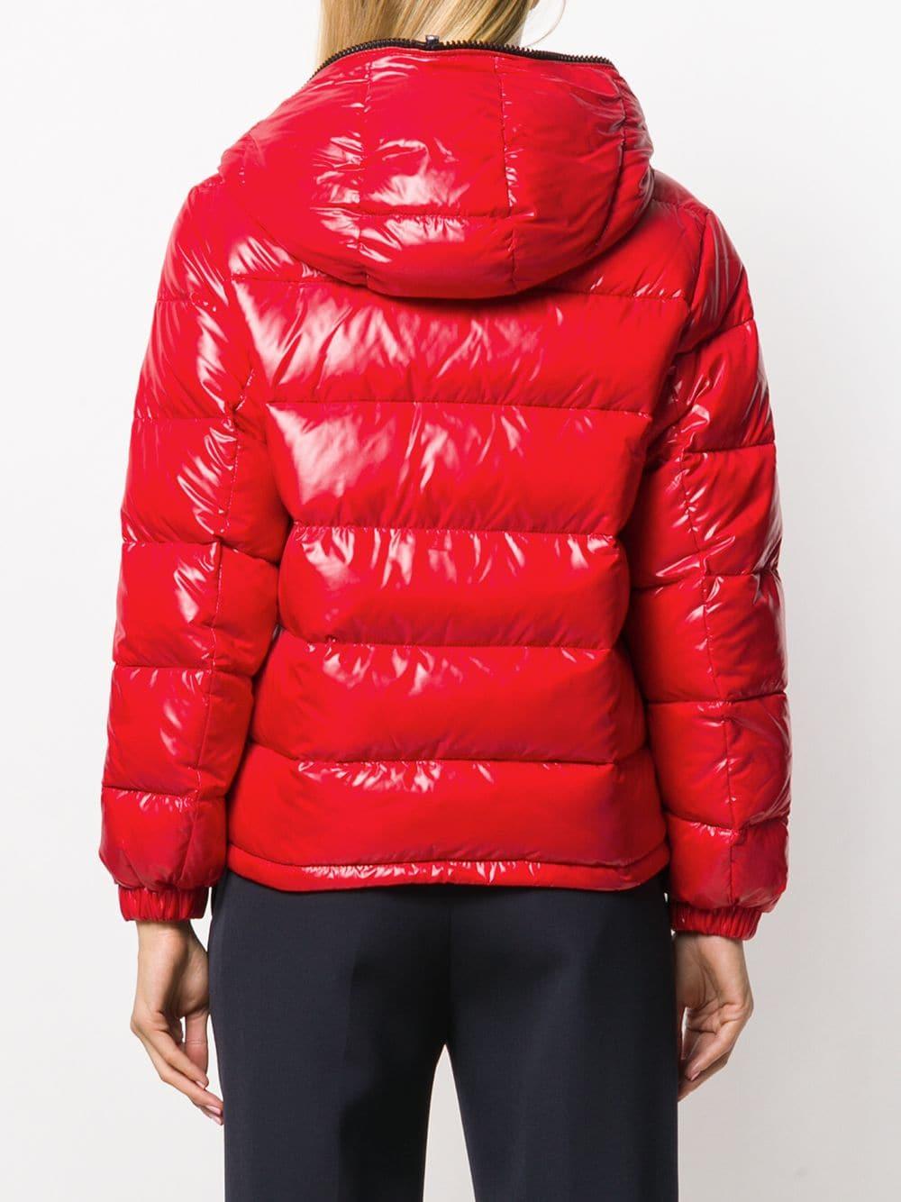Duvetica Shiny Hooded Puffer Jacket in Red - Lyst