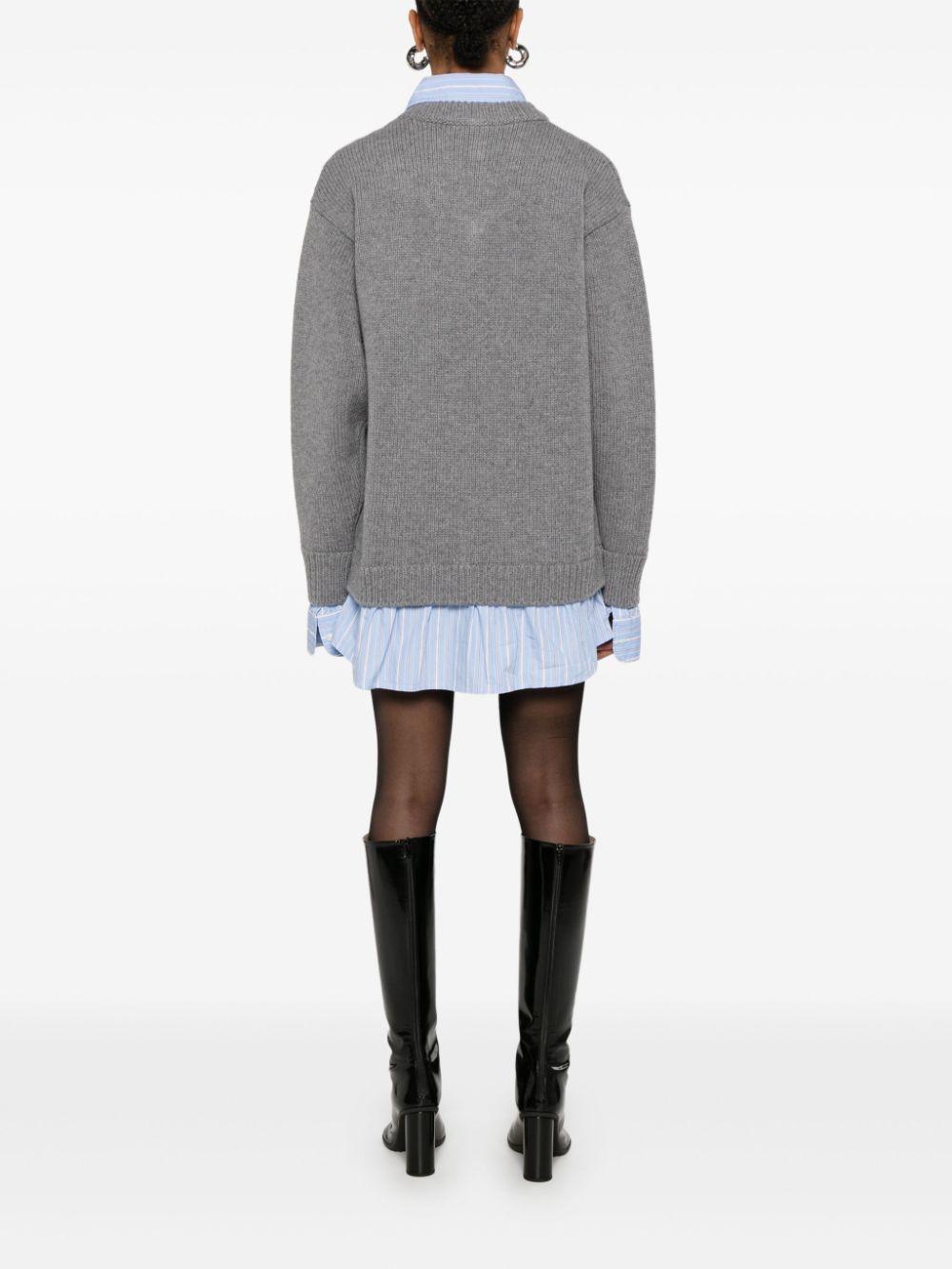 Balenciaga レディース グレー シャツレイヤー セーター セーター & ニット