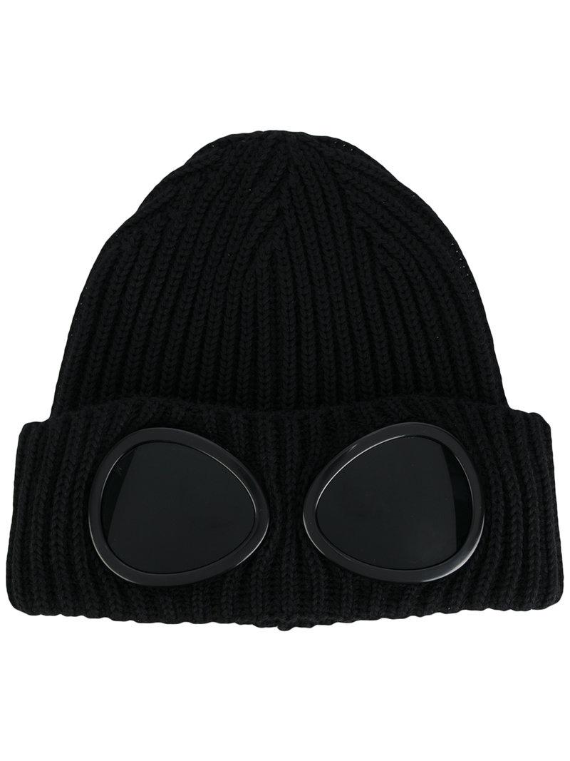 C P Company Wool Goggle Beanie in Black for Men Lyst