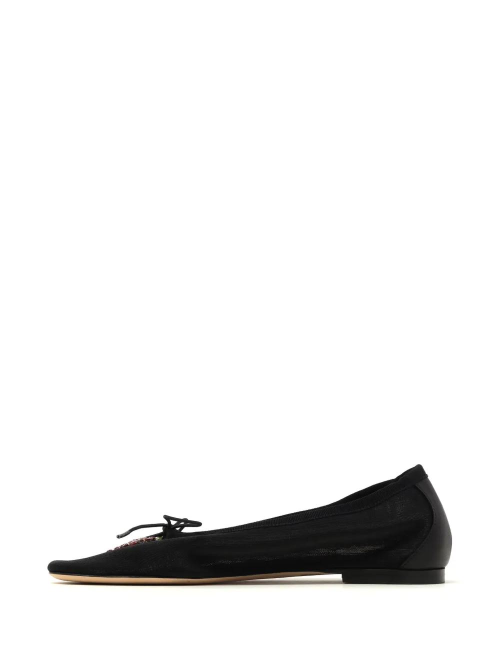 【Simone Rocha】ブラックベルチャームクロシェフラットシューズ Simone Rocha】ブラックベルチャームクロシェフラットシューズ