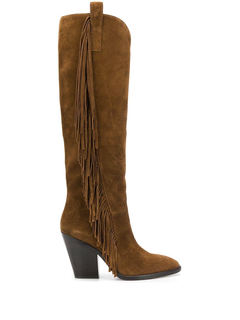 Ash Elodie Fringed Boots in Brown | Lyst