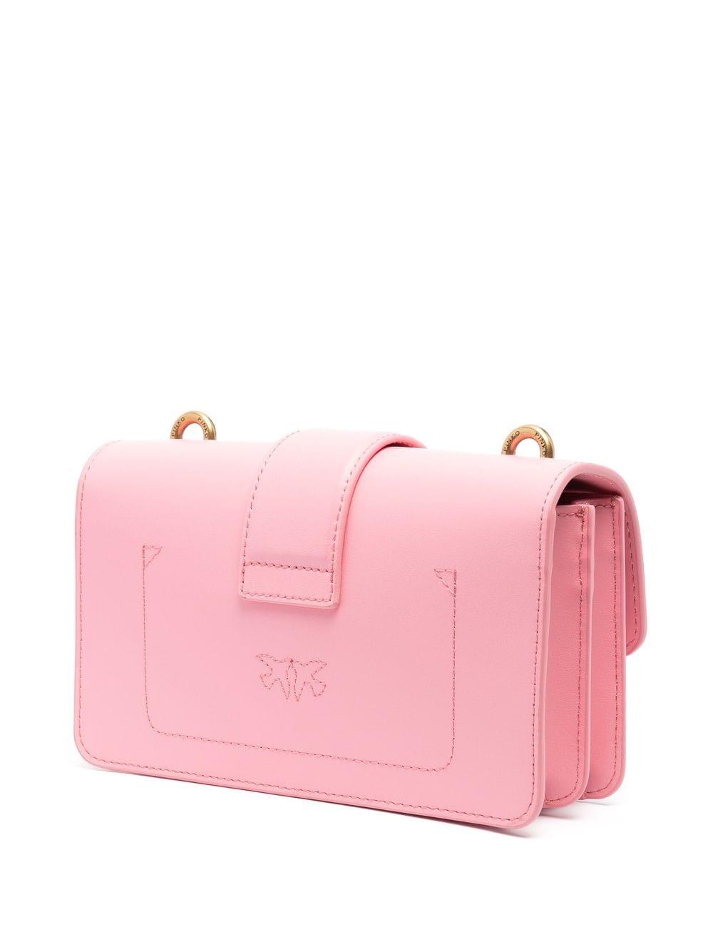Pinko Logo-plaque Leather Shoulder Bag in Pink | Lyst