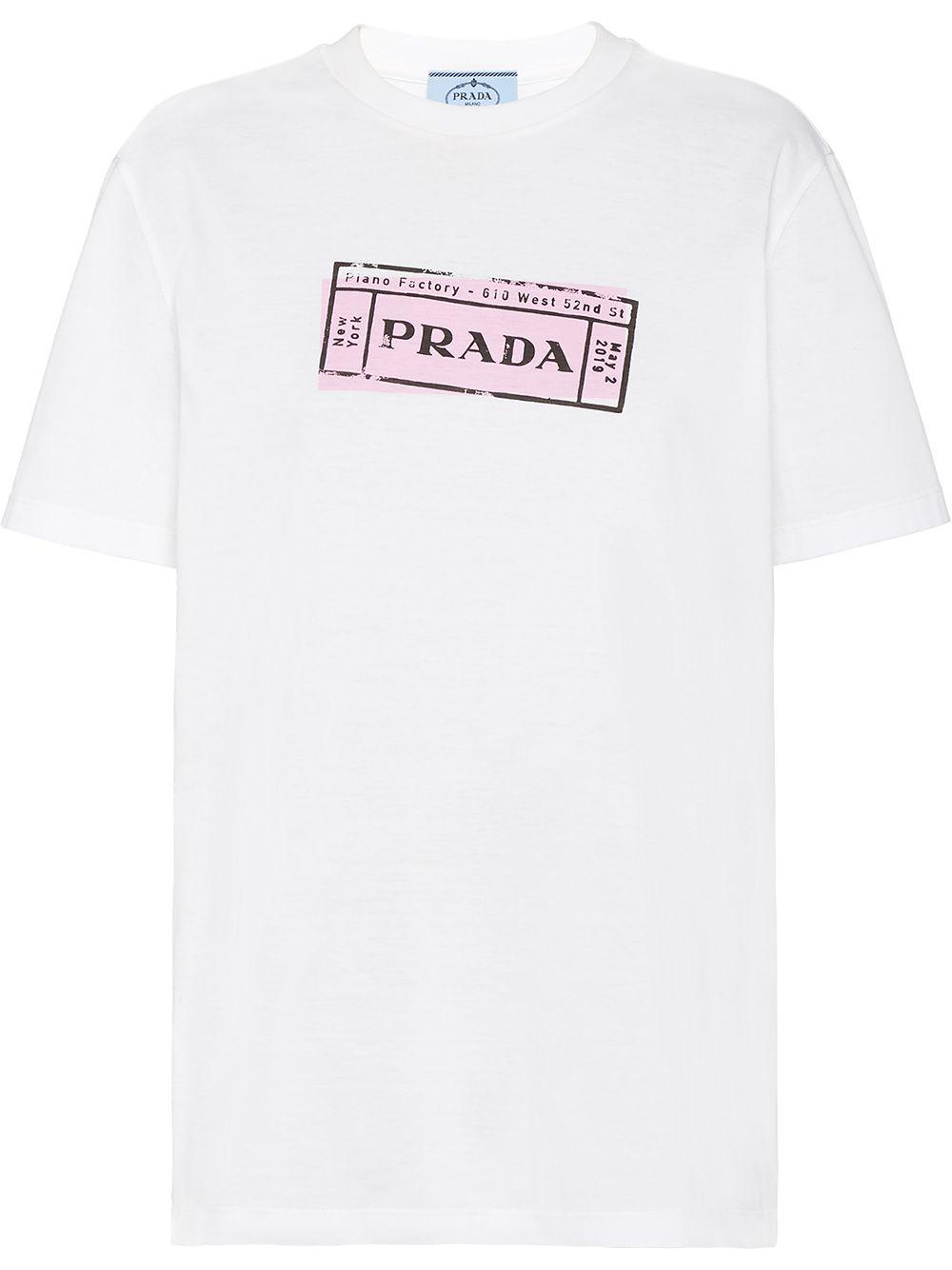 【関税込み】PRADA logo vintage t-shirt pink Authentic prada women's pink letter printed chest smooth