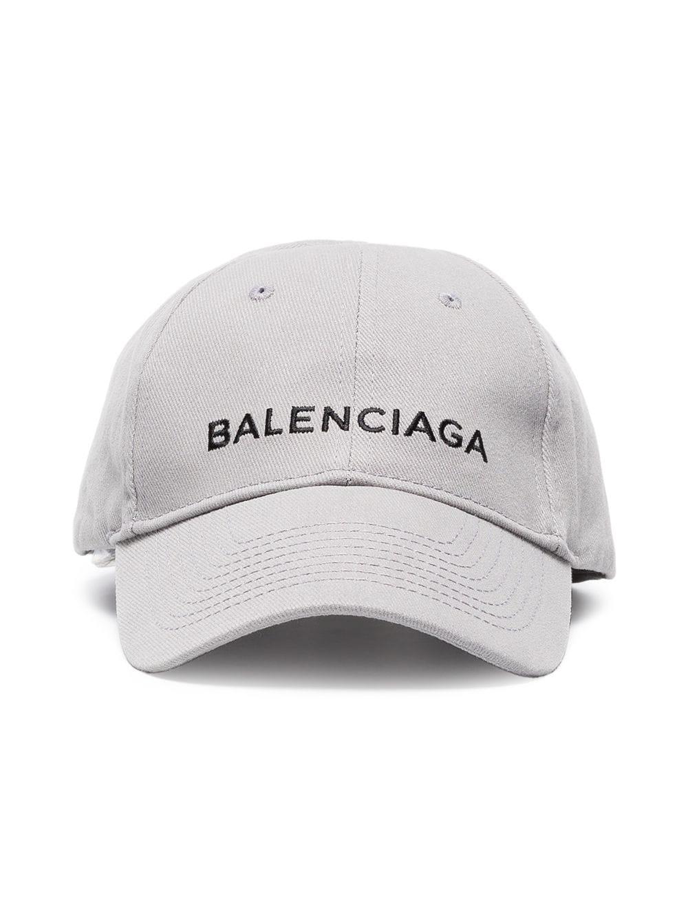 Balenciaga Cotton Grey Cap With Black Logo in Gray | Lyst