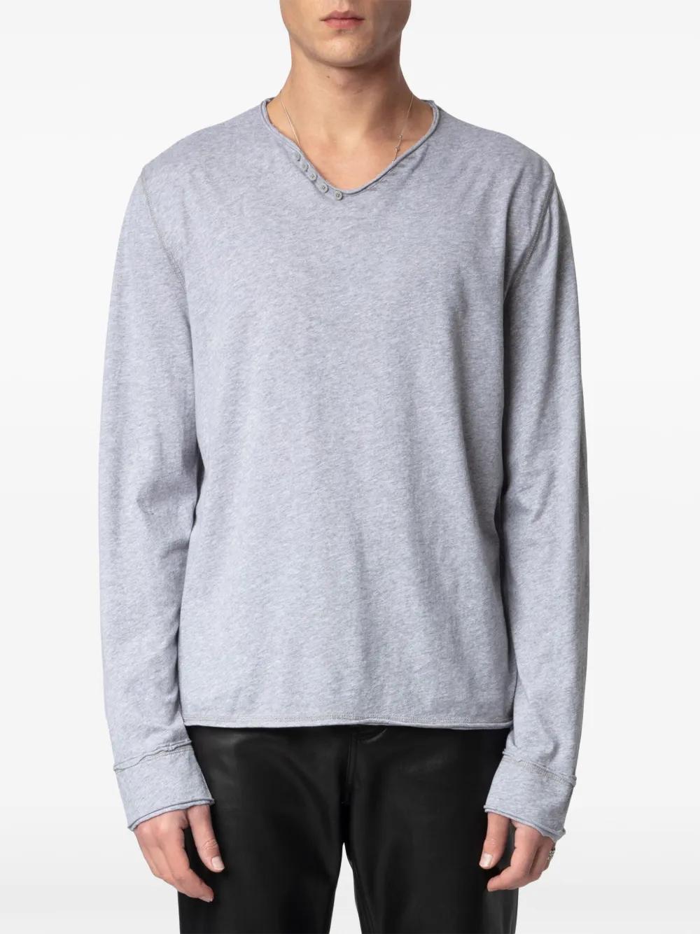Zadig Voltaire Monastir Long-Sleeve T-Shirt in Grey for Men