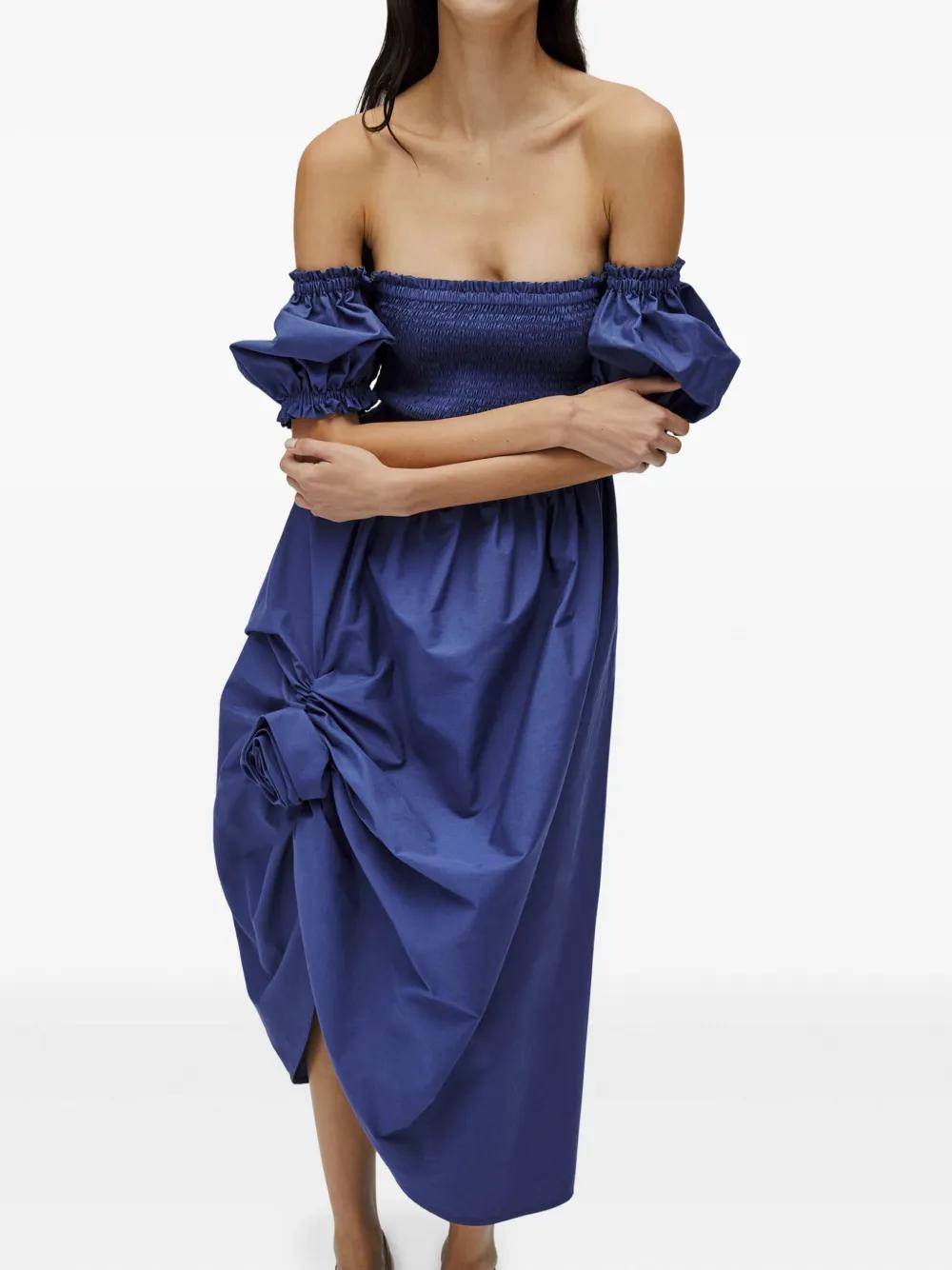 blush off the shoulder dresses Blush Pink Evening Gown with Feathered Off-Shoulder Detail
