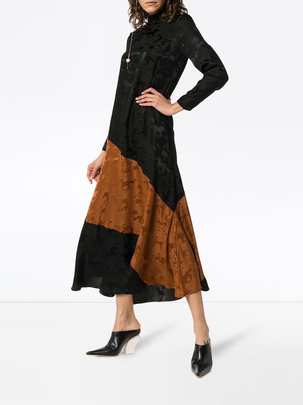 Ganni Ackerly Horse Print Silk Dress in Black | Lyst Canada