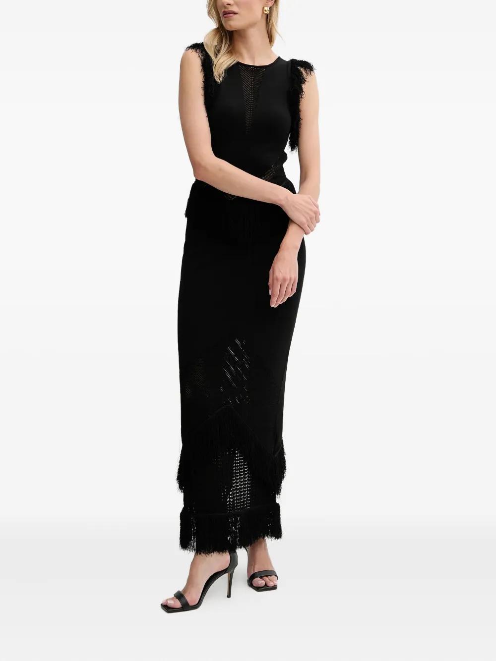 Guess Fringe-Detail Knit Dress in Black | Lyst