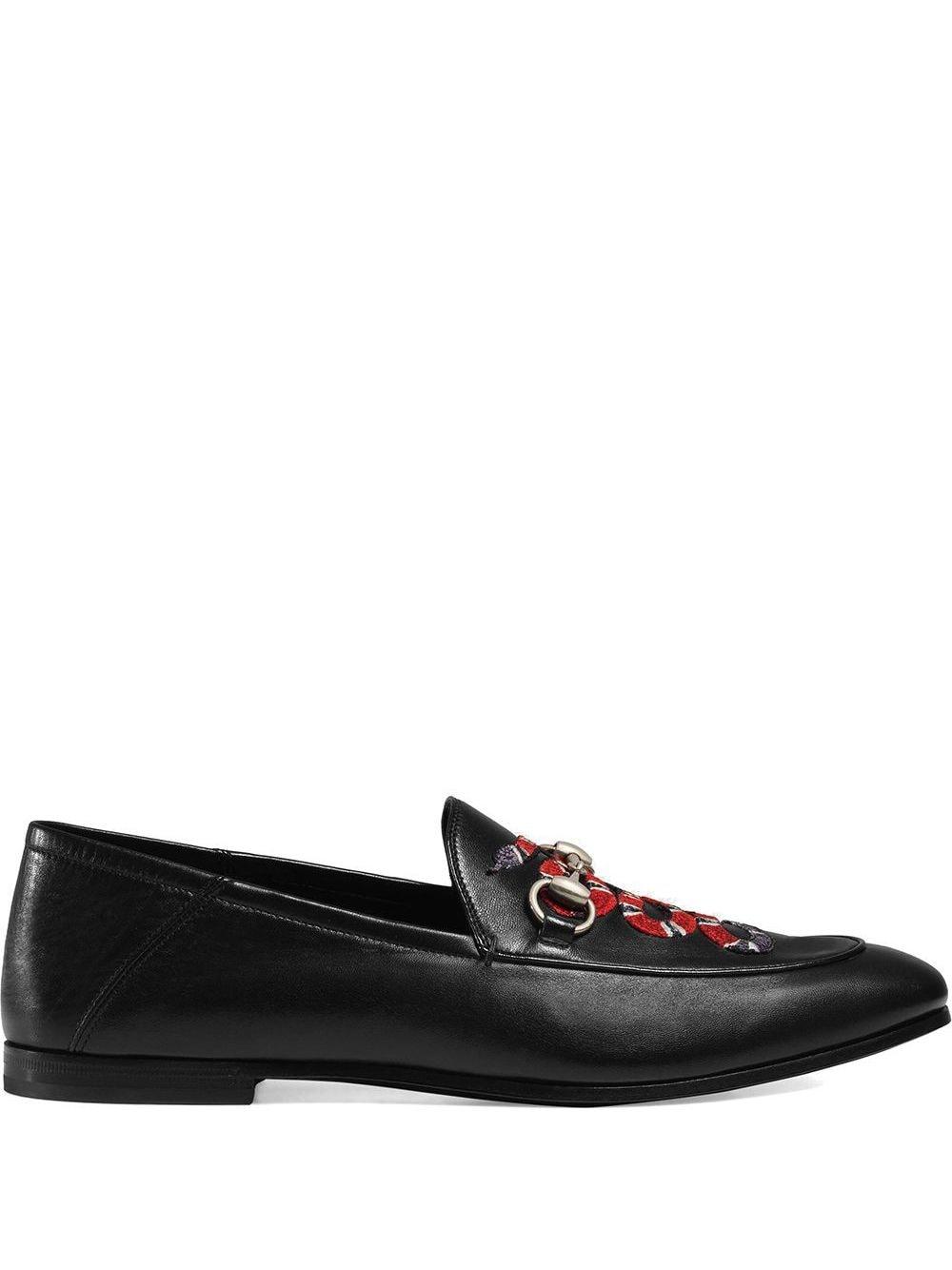 Gucci Kingsnake Leather Loafers in Black for Men | Lyst