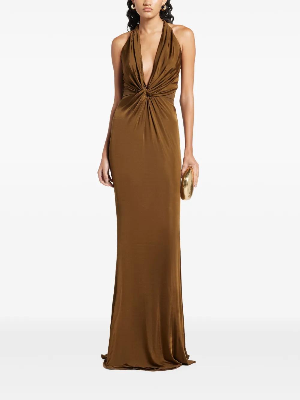 tom ford brown dress Cutout gown in brown - Tom Ford