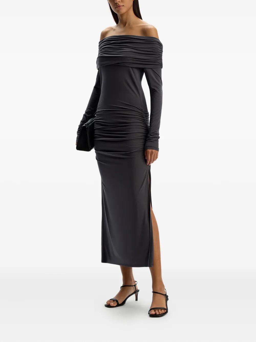 ruched dress in store Sunset Glow Ruched Sun Dress Fuchsia / SMALL