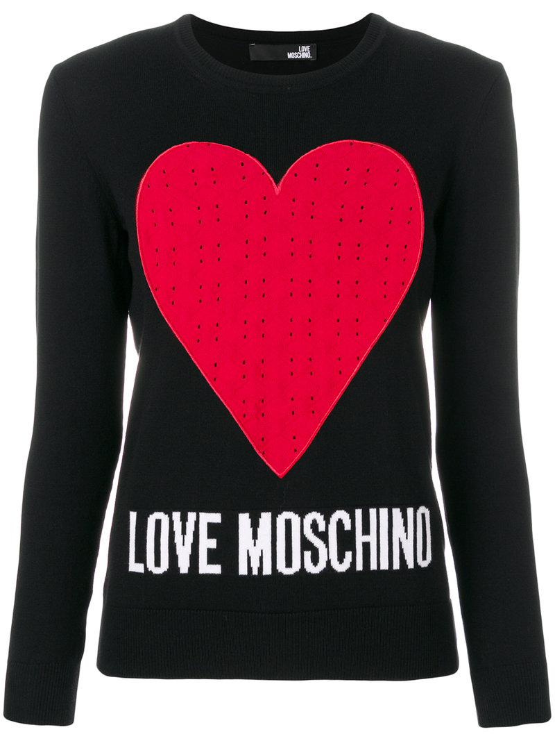 Love Moschino Cotton Heart Jumper in Black Lyst