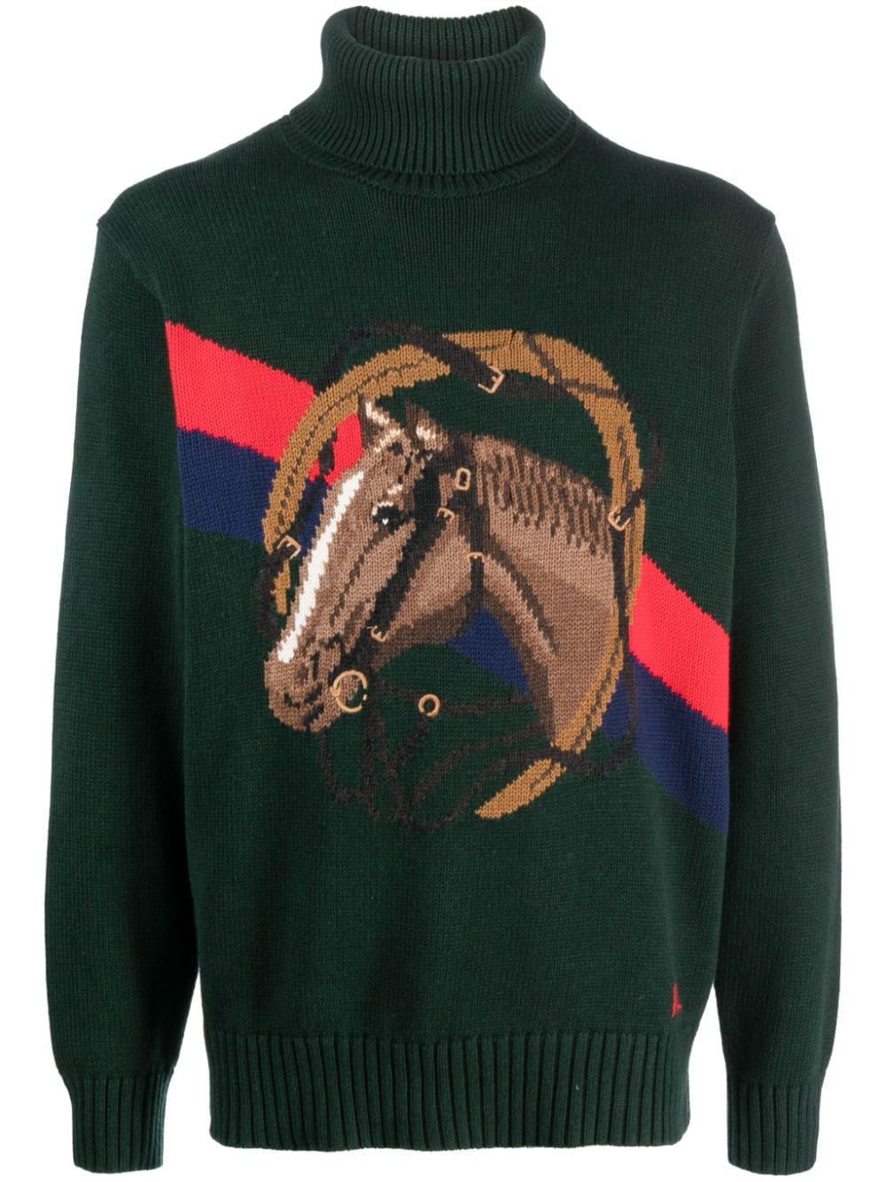 Polo Ralph Lauren Horsehead Roll-neck Jumper in Green for Men | Lyst