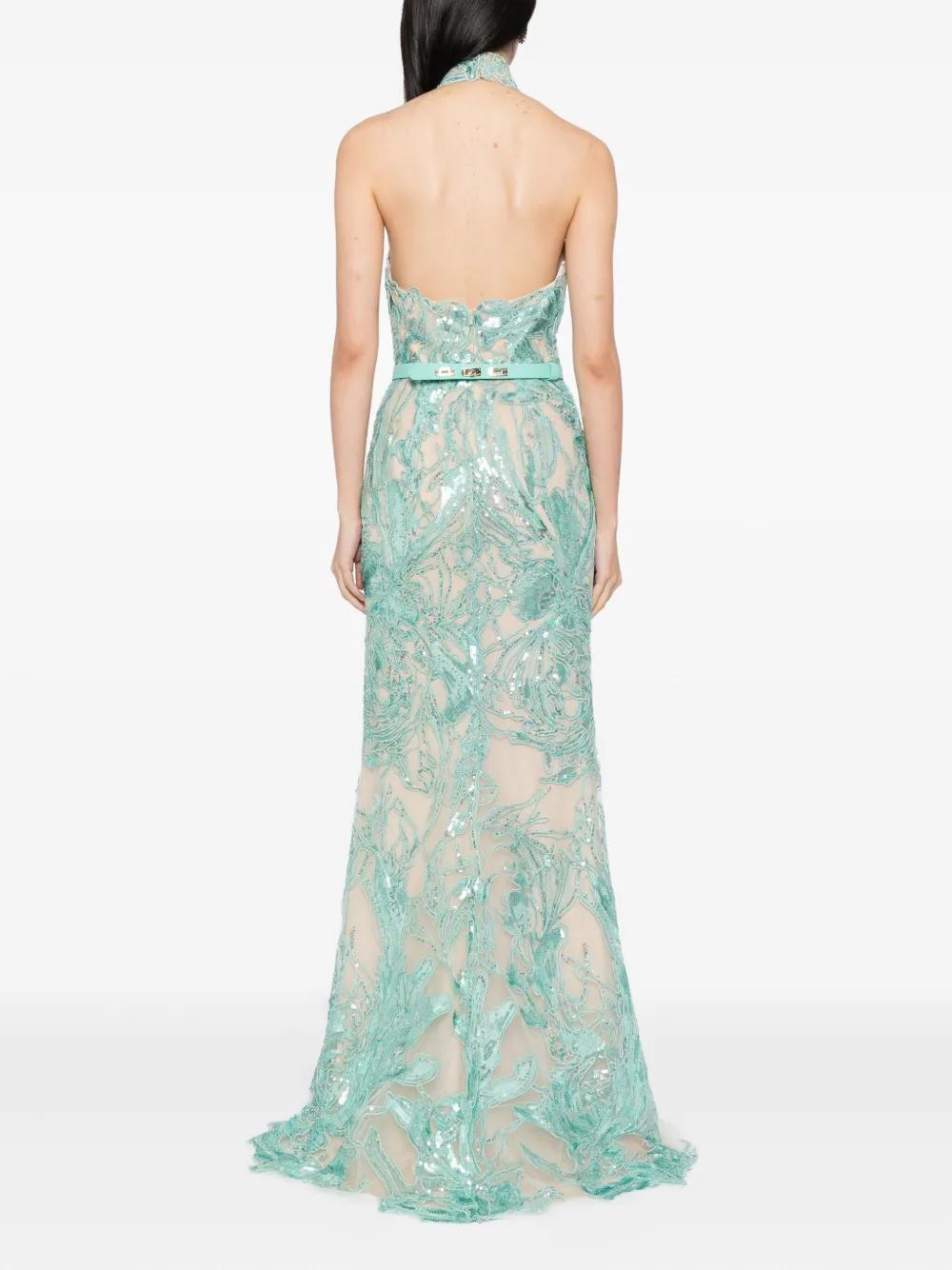 green emerald velvet dress Beaded Dress – Saiid Kobeisy Online