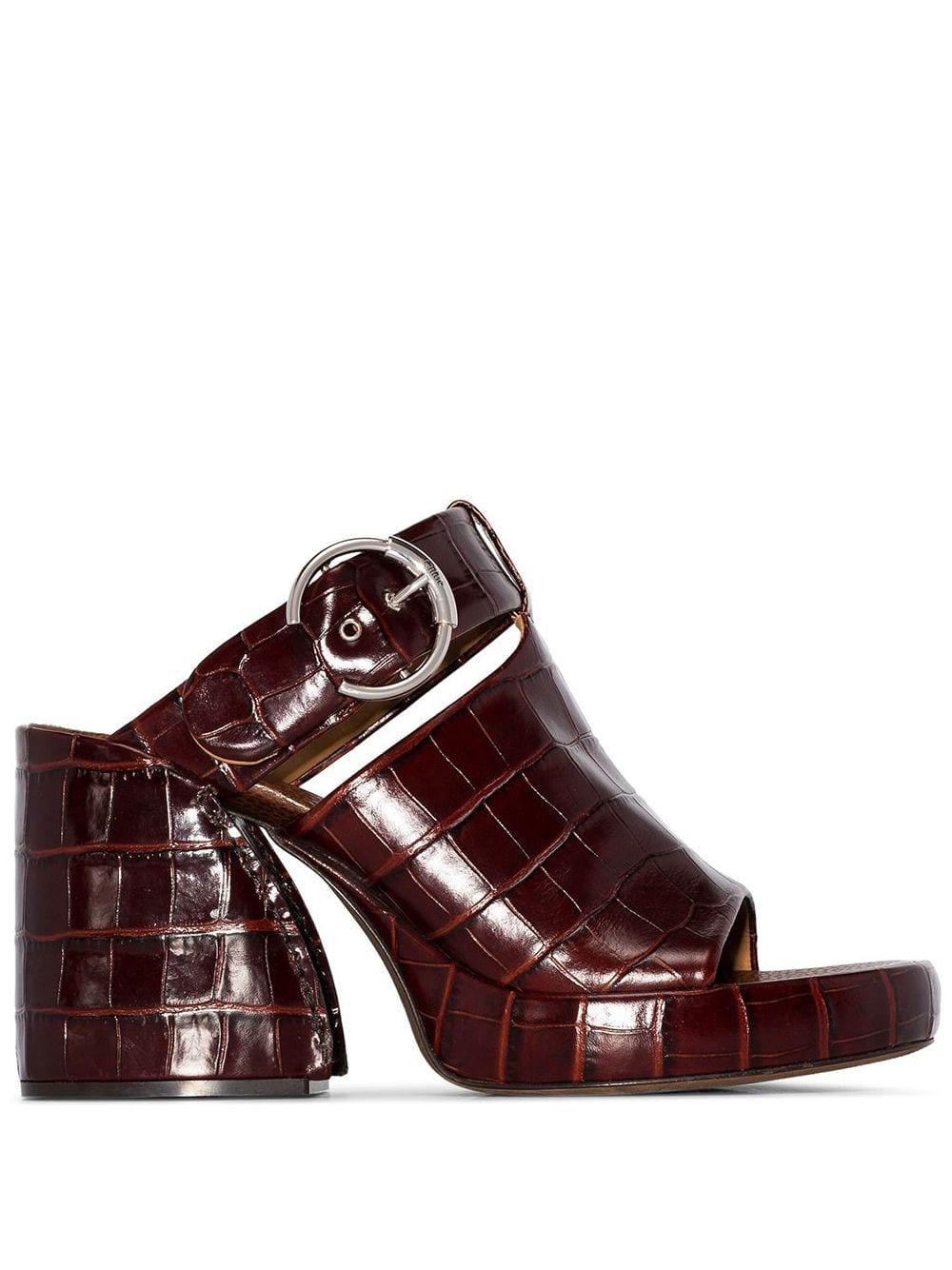 Chloe Brown Wave 65 Croc Effect Mules Lyst UK