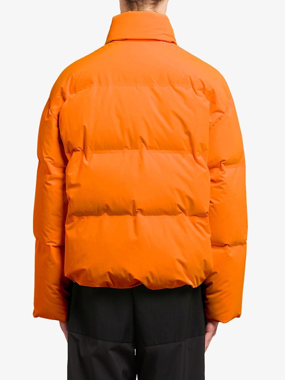 Prada Puffer Jacket in Orange for Men - Lyst
