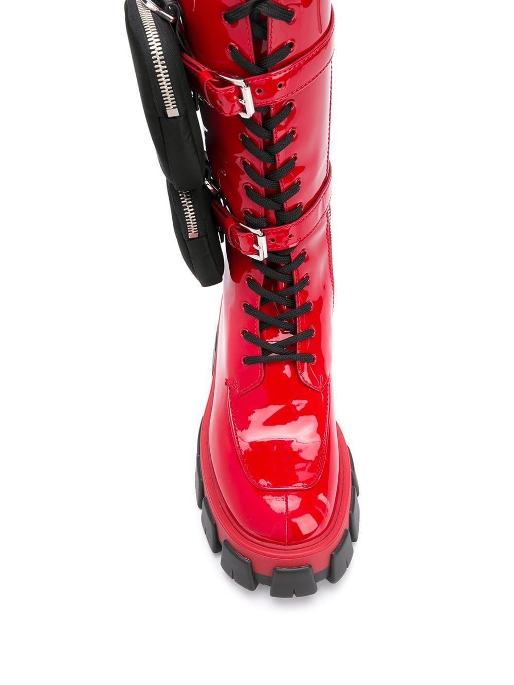 Stivali con tasche lateraliPrada in Pelle di colore Rosso | Lyst