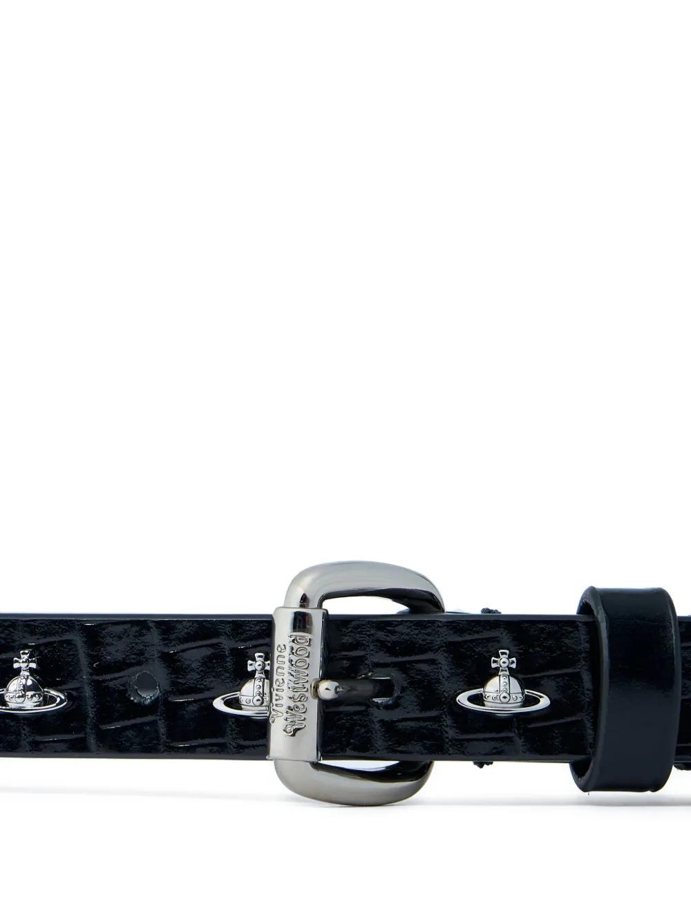 Vivienne Westwood Crocodile-Effect Leather Belt in White | Lyst