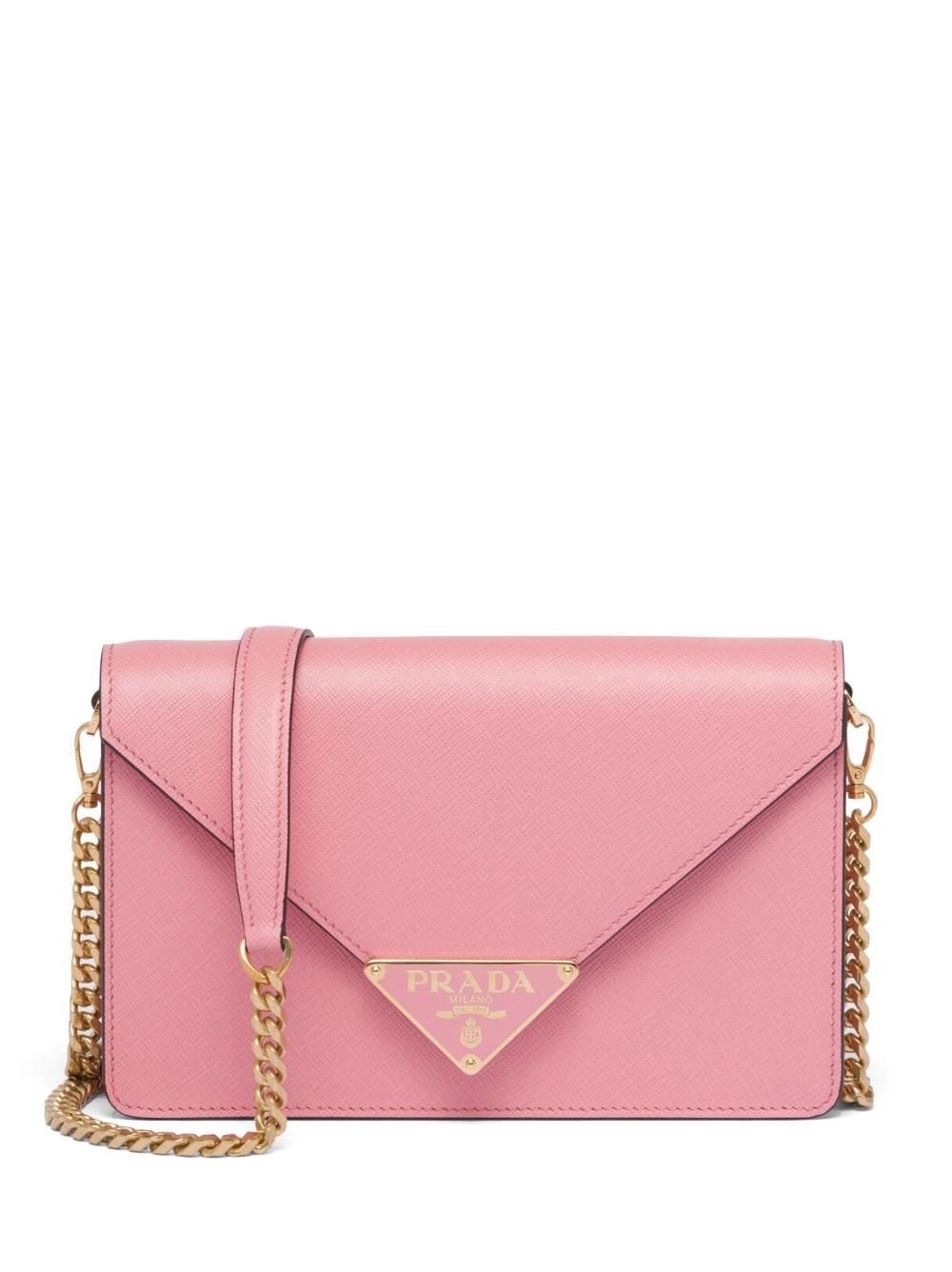 Prada Logo-plaque Shoulder Bag in Pink | Lyst