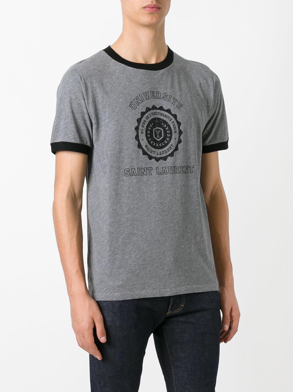 Saint Laurent Cotton Université Ringer T-shirt in Grey (Gray) for Men - Lyst