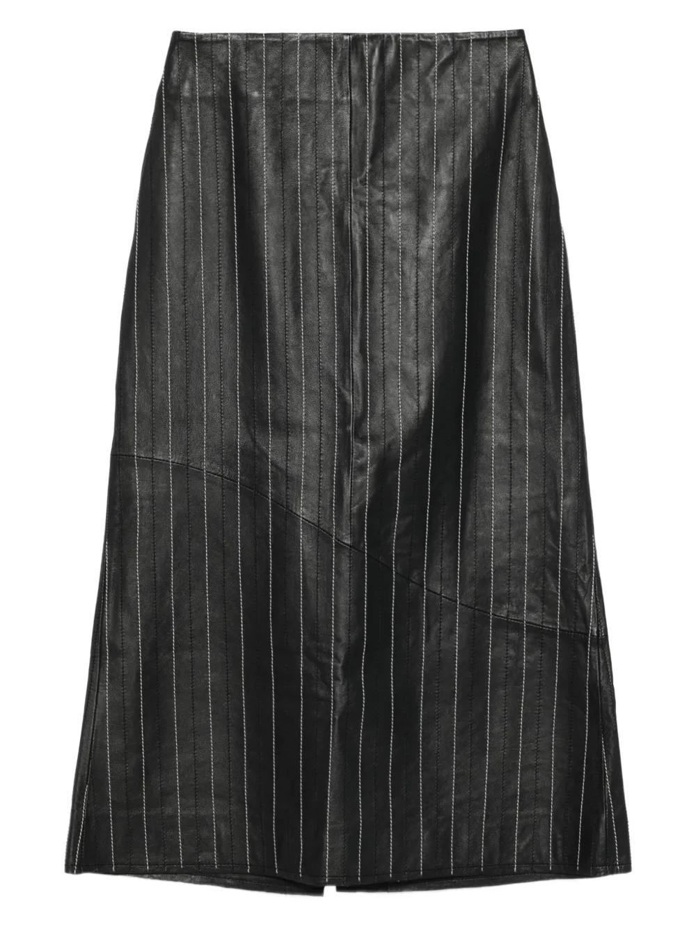 スカート VICTORIA BECKHAM PADDED SKIRT WITH WOOL TUBE DETAIL VICTORIA BECKHAM Tie-detailed pinstriped wool-twill midi