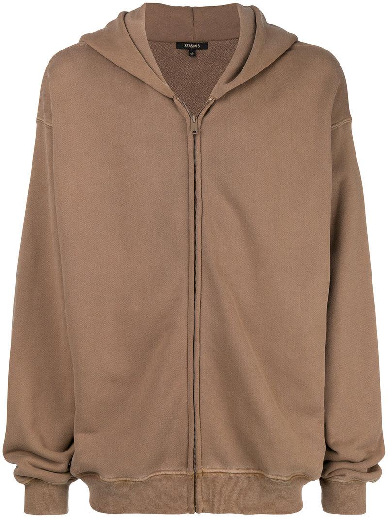 Yeezy Cotton Oversized Zip Front Hoodie in Brown for Men | Lyst