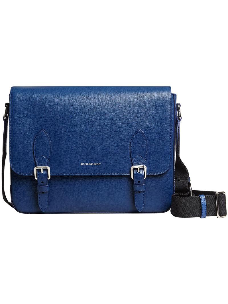 Burberry Leather Medium London Messenger Bag in Blue for Men - Lyst