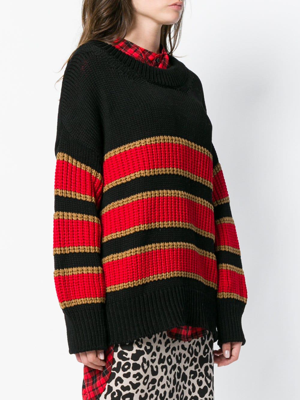 N°21 Oversized Striped Sweater in Black (Red) Lyst