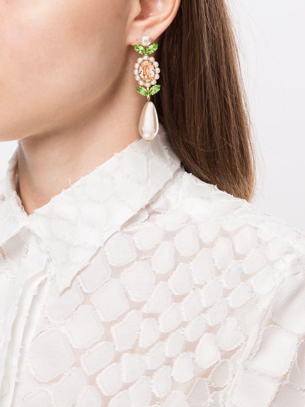 Simone Rocha Faux Pearl Crystal Earrings in Green - Lyst