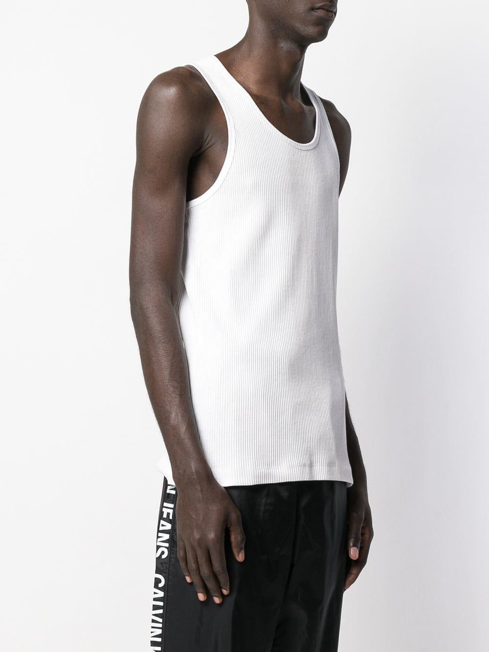 Calvin Klein Cotton Ribbed Vest Top in White for Men - Lyst