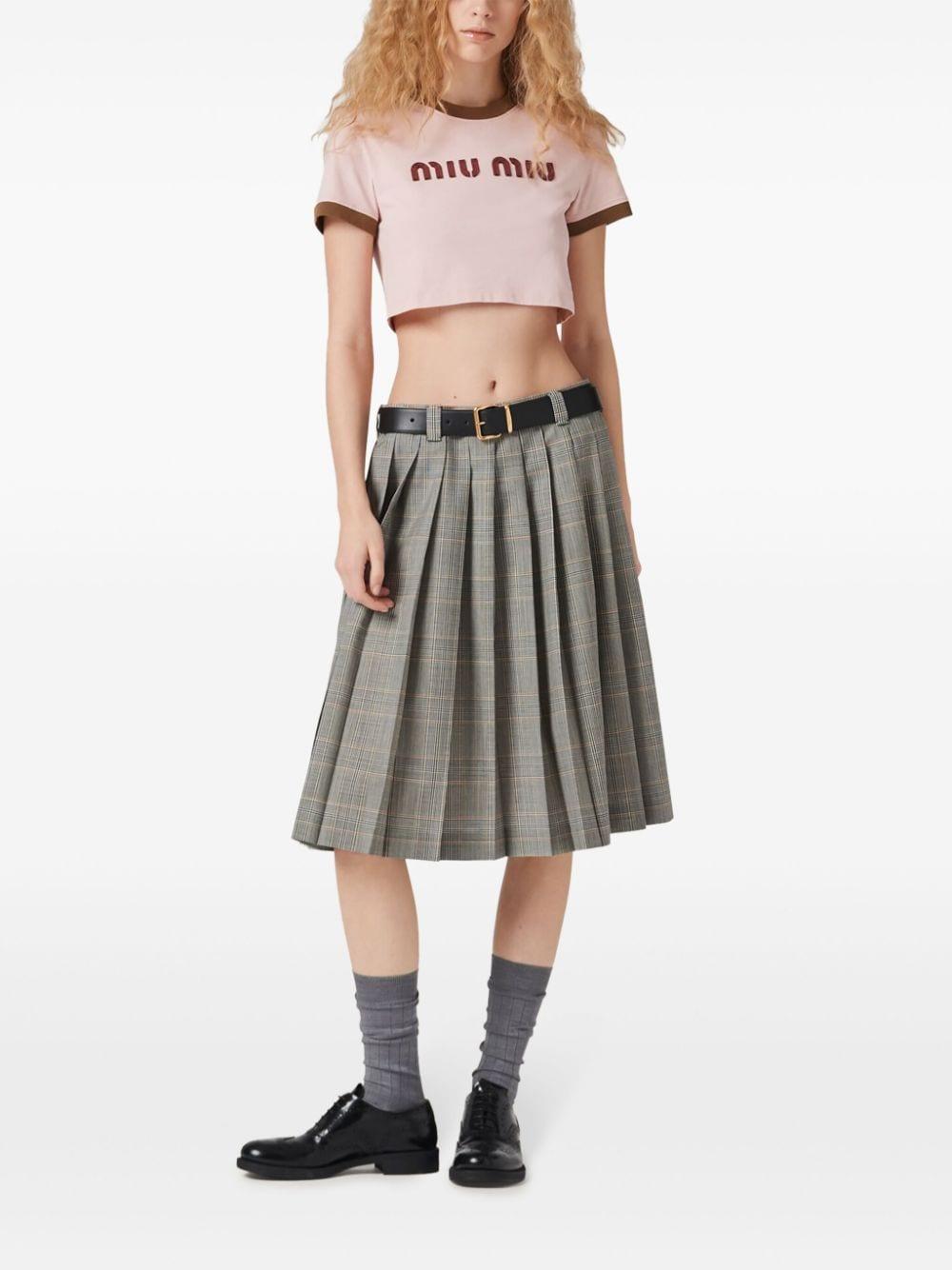 Miu Miu Logo Cotton Crop Top in Pink | Lyst