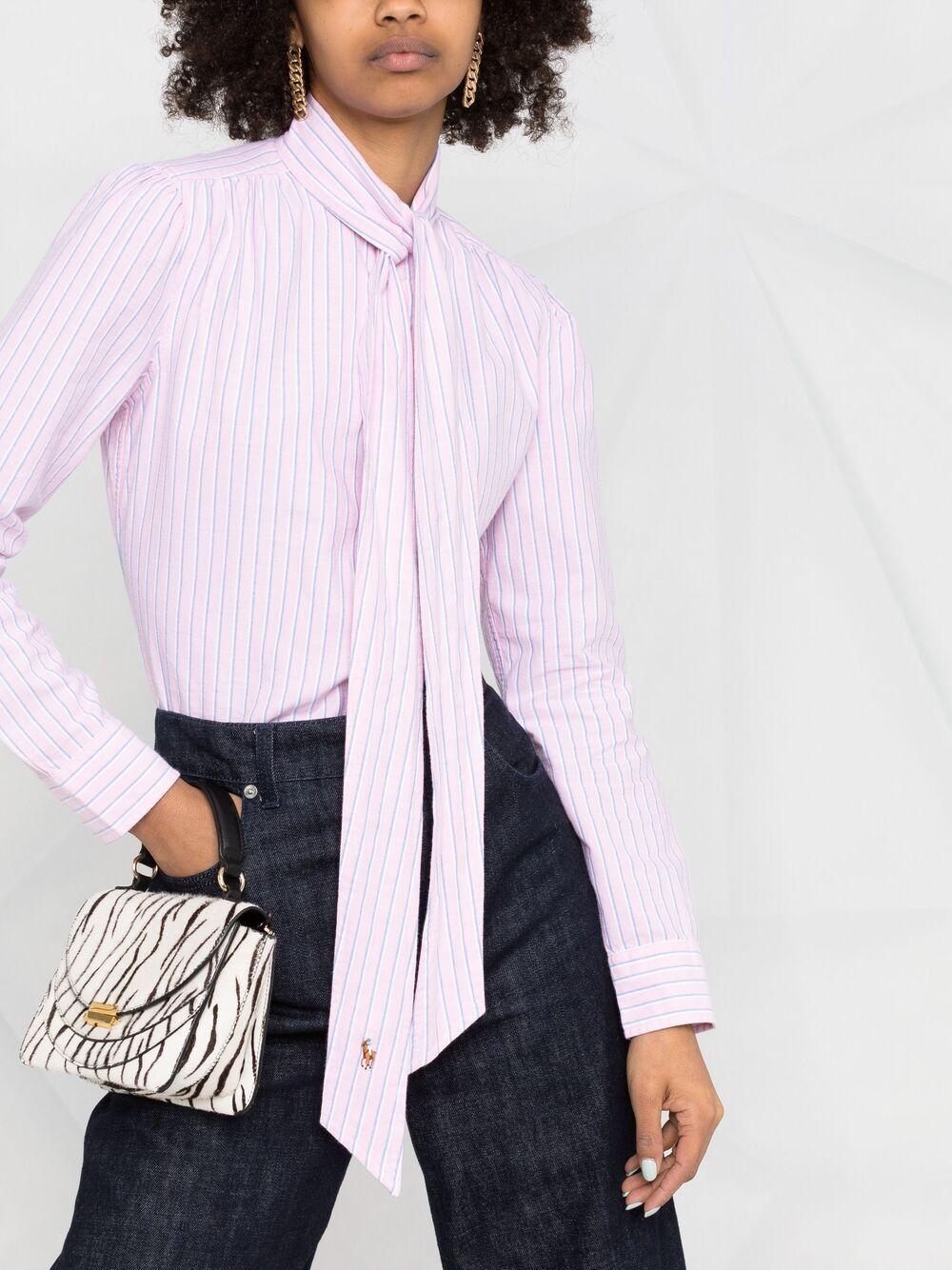 Polo Ralph Lauren Striped Bow-tie Shirt in Pink | Lyst