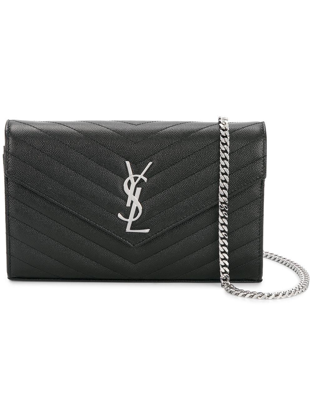 ysl wallet on a chain black