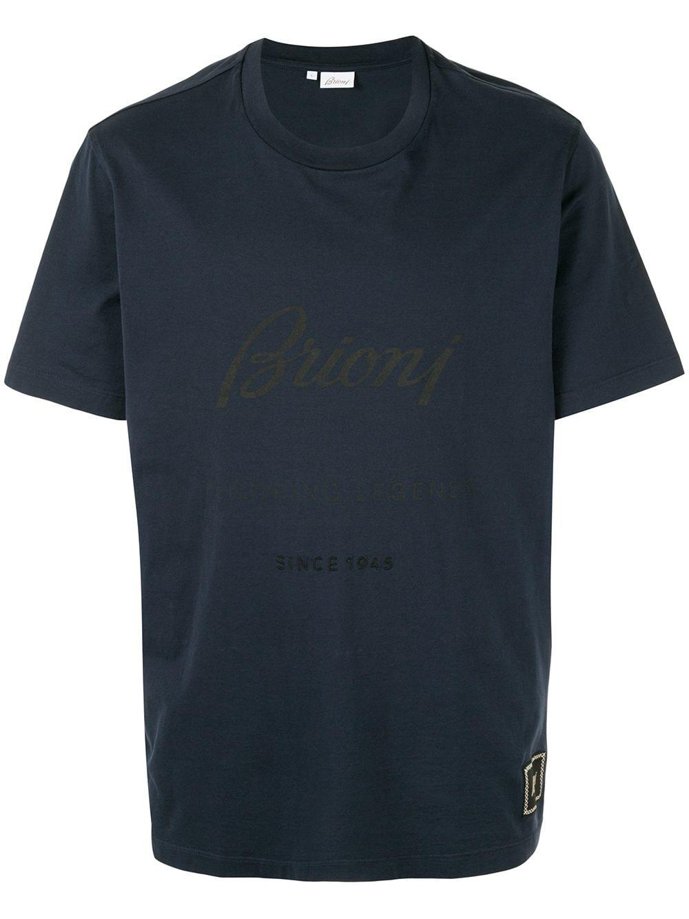 Brioni Cotton Logo Print Short-sleeve T-shirt in Blue for Men - Lyst